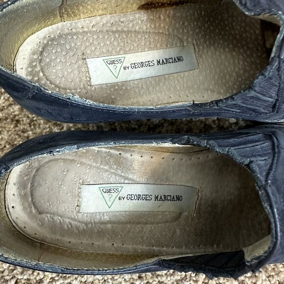 Guess Georges Marciano Blue Leather Western Booties Women's 6 Vintage 80s/90's - Picture 6 of 9